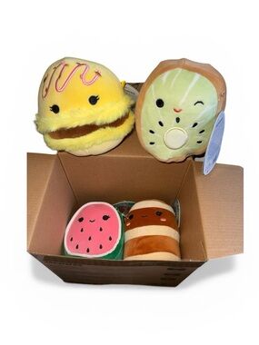 Original Squishmallows Jazwares 5in 4 Pack Food Kiwi Macaron Pancake Watermelon